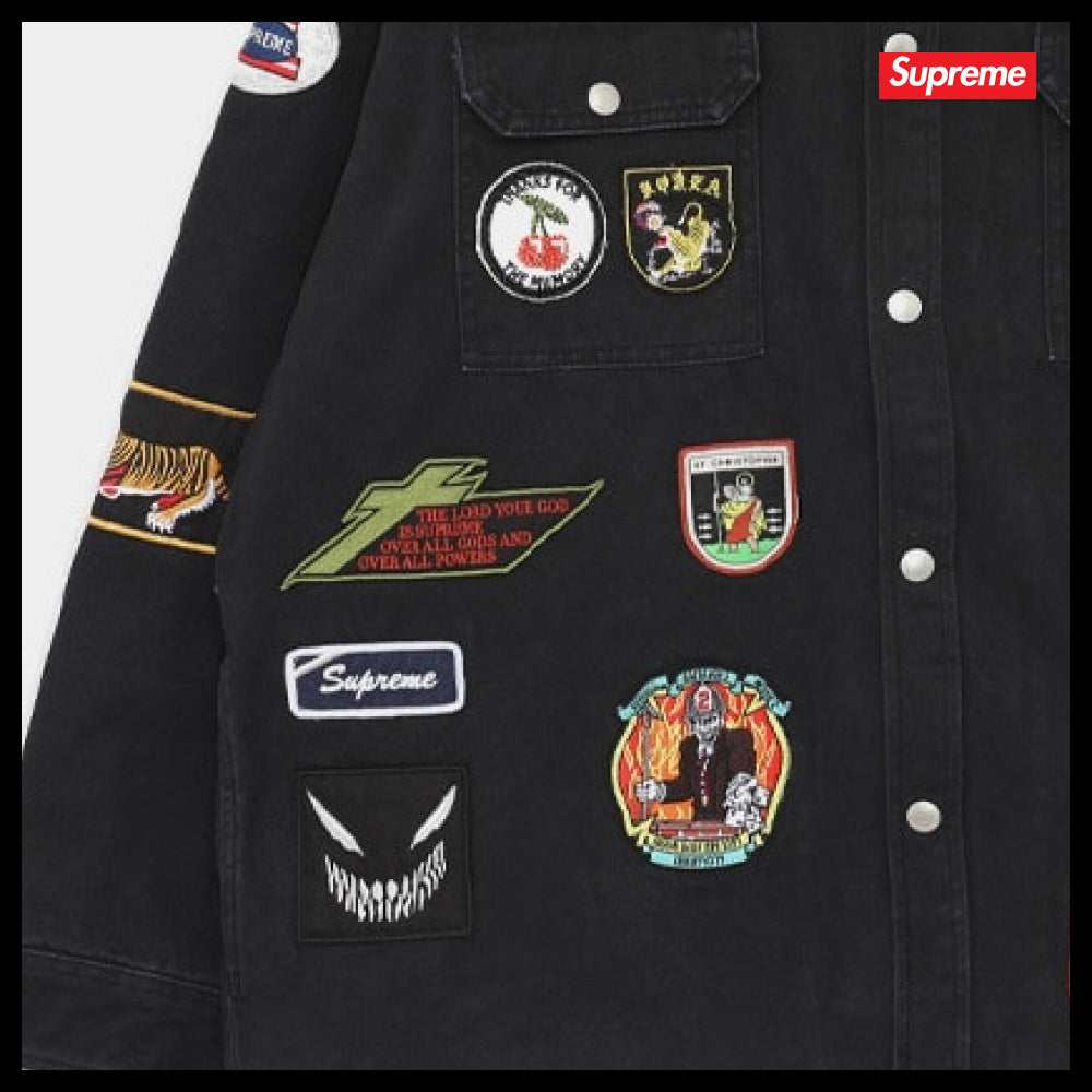 【100%正規品保証 Supreme】Patches Hooded Zip Up Shirt Jacket