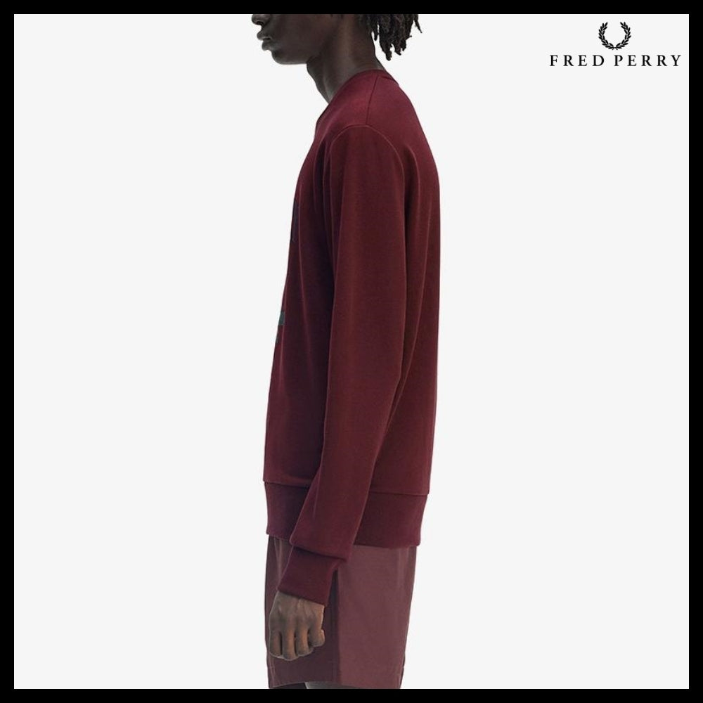 【FREDPERRY】ClubhouseEmbroideredChampionSweatshirt Oxblood