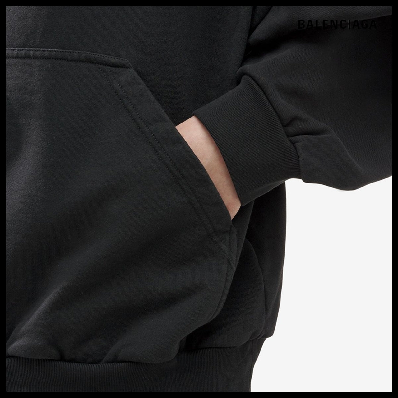 【BALENCIAGA】Back Flip Oversized Round Hoodie Black