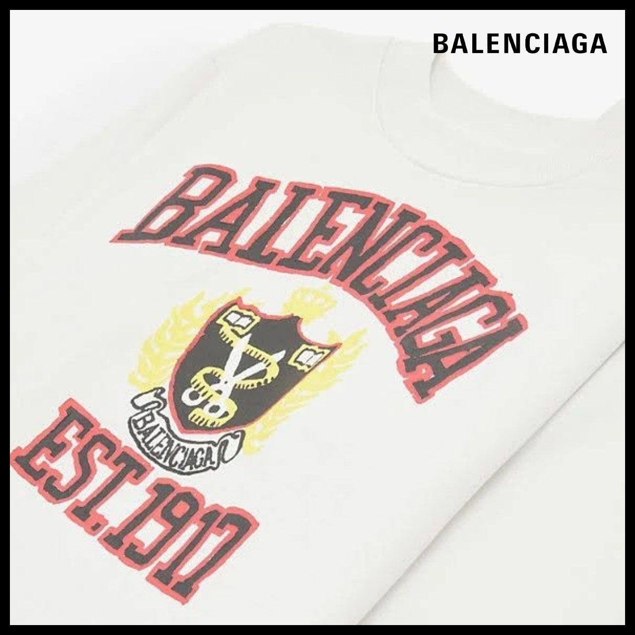 【BALENCIAGA】Kids DIY College Sweatshirt White