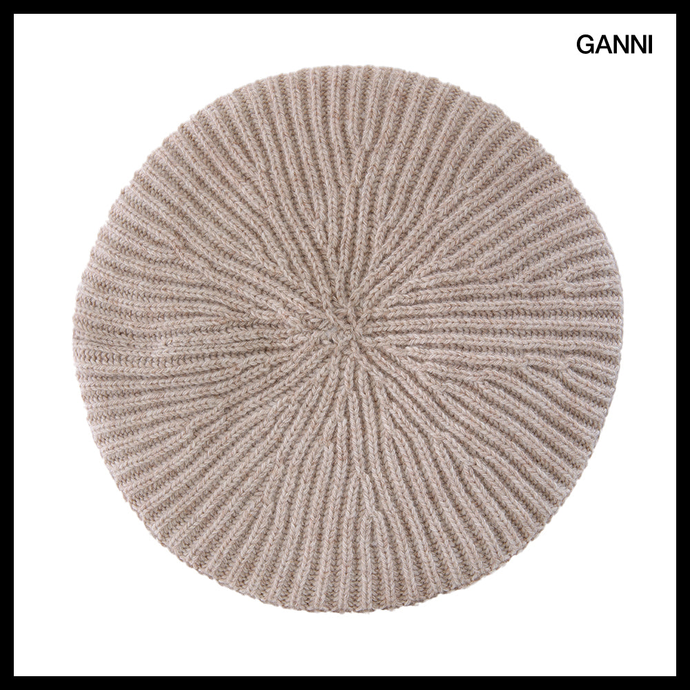 【Ganni】Wool Knit Sand Beret