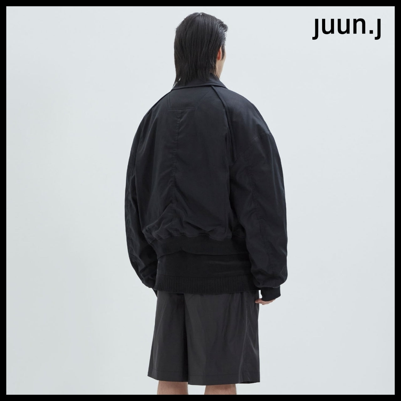 【JUUN.J】Cotton Stand Collar Flight Jumper Black