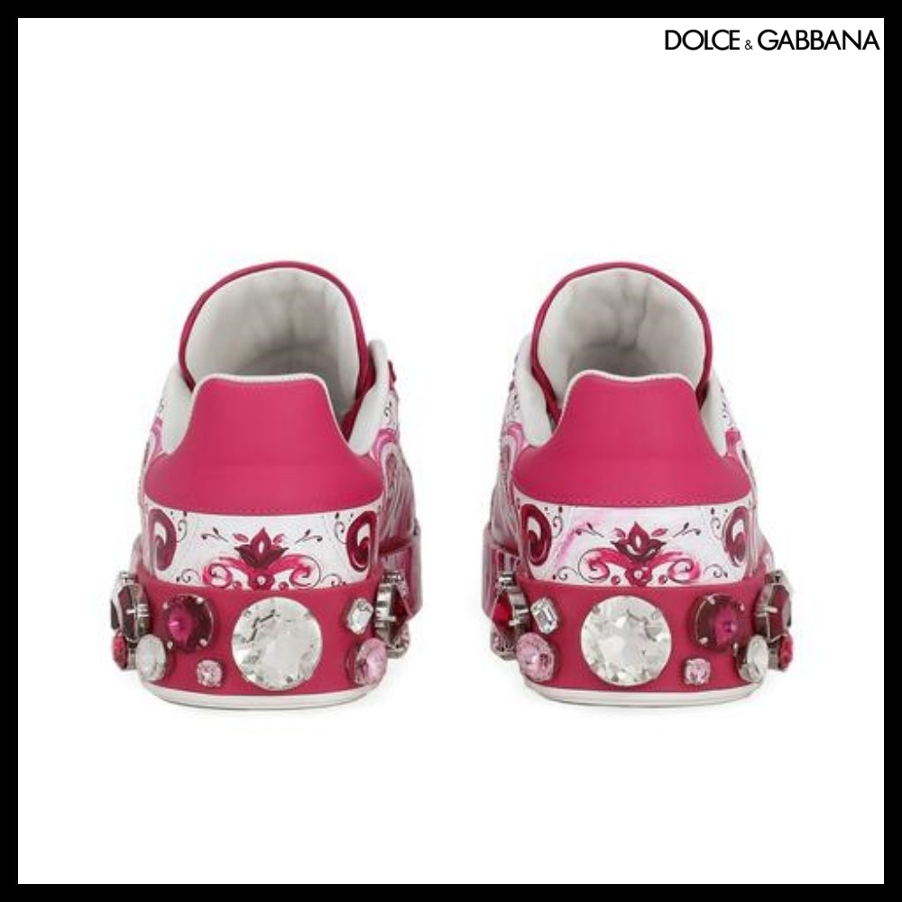 【Dolce&Gabbana】MAJOLICA PRINT CALFSKIN PORTOFINO SNEAKERS