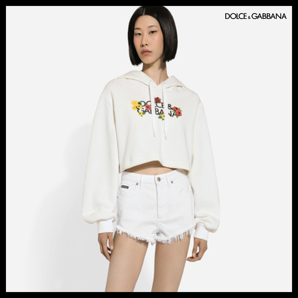 【Dolce&Gabbana】CROPPED SWEATSHIRT FLOWER PRINT