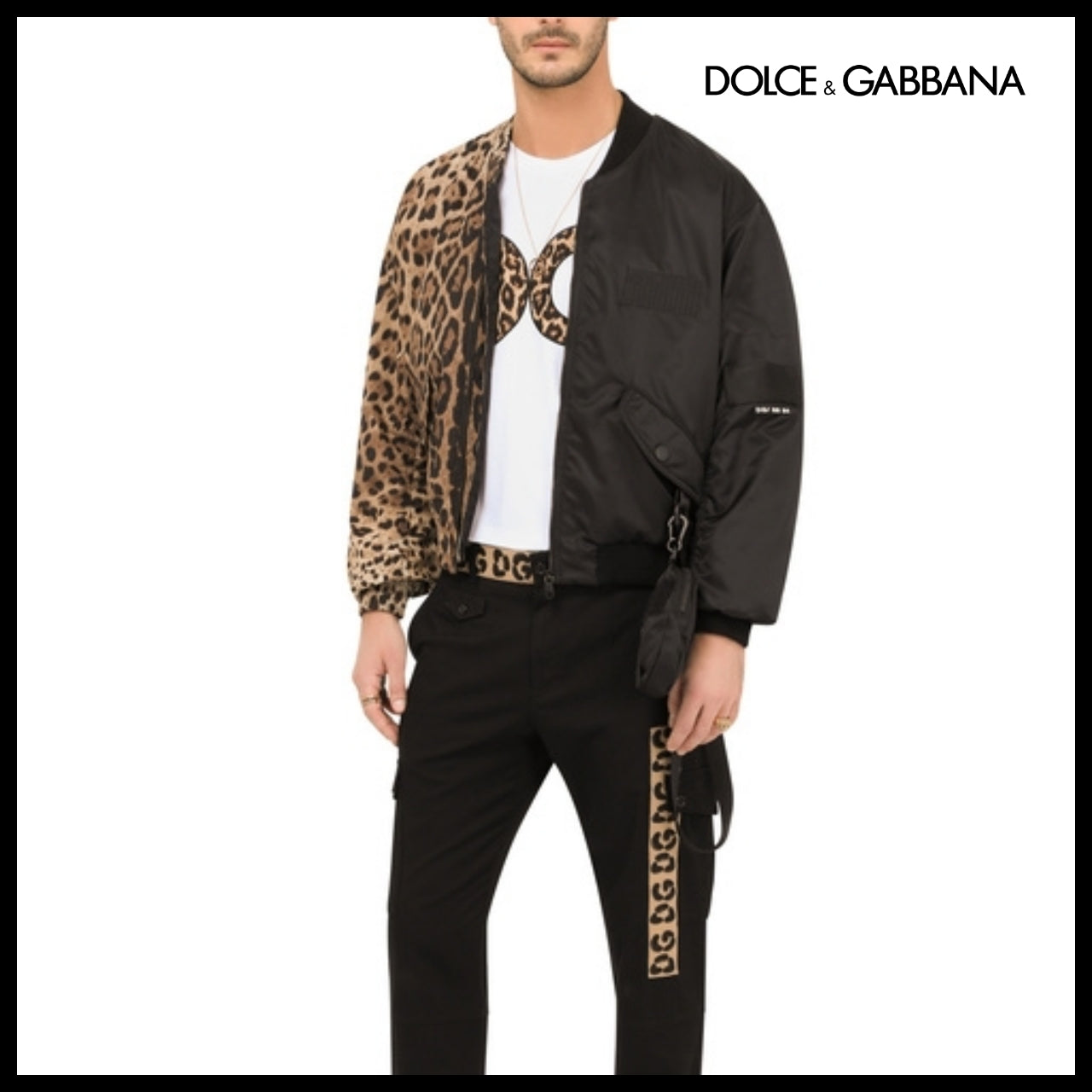 【Dolce & Gabbana】LEOPARD-PRINT COTTON AND NYLON JACKET