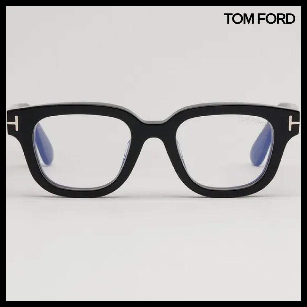 【TOM FORD】Bold Square Black Horn-Rimmed Eyeglasses