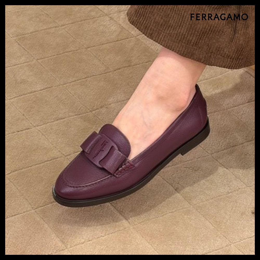 【FERRAGAMO】VIVALDO NEW VARA BOW GRAIN LOAFERS PURPLE