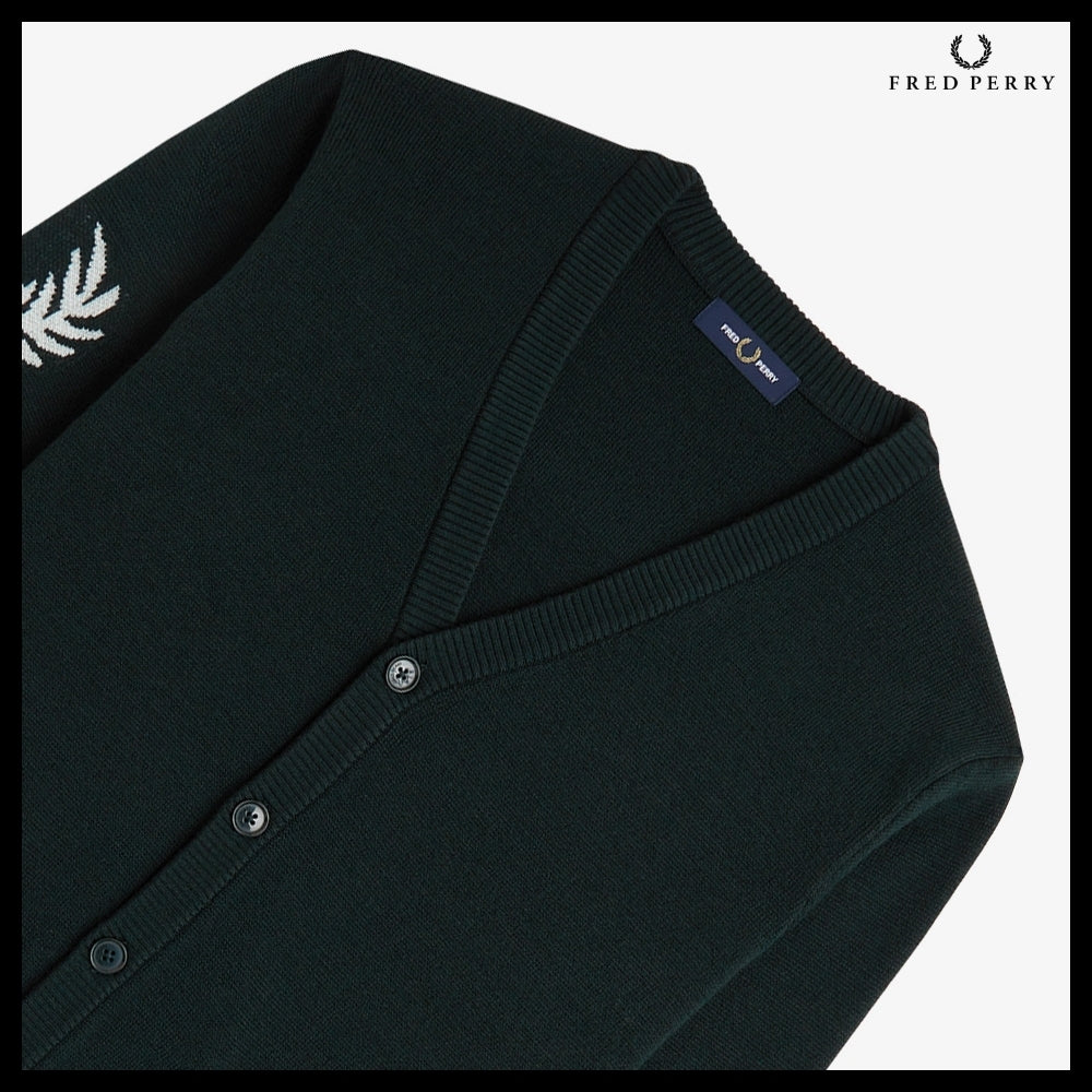 【FRED PERRY】Laurel Wreath Cardigan Night Green