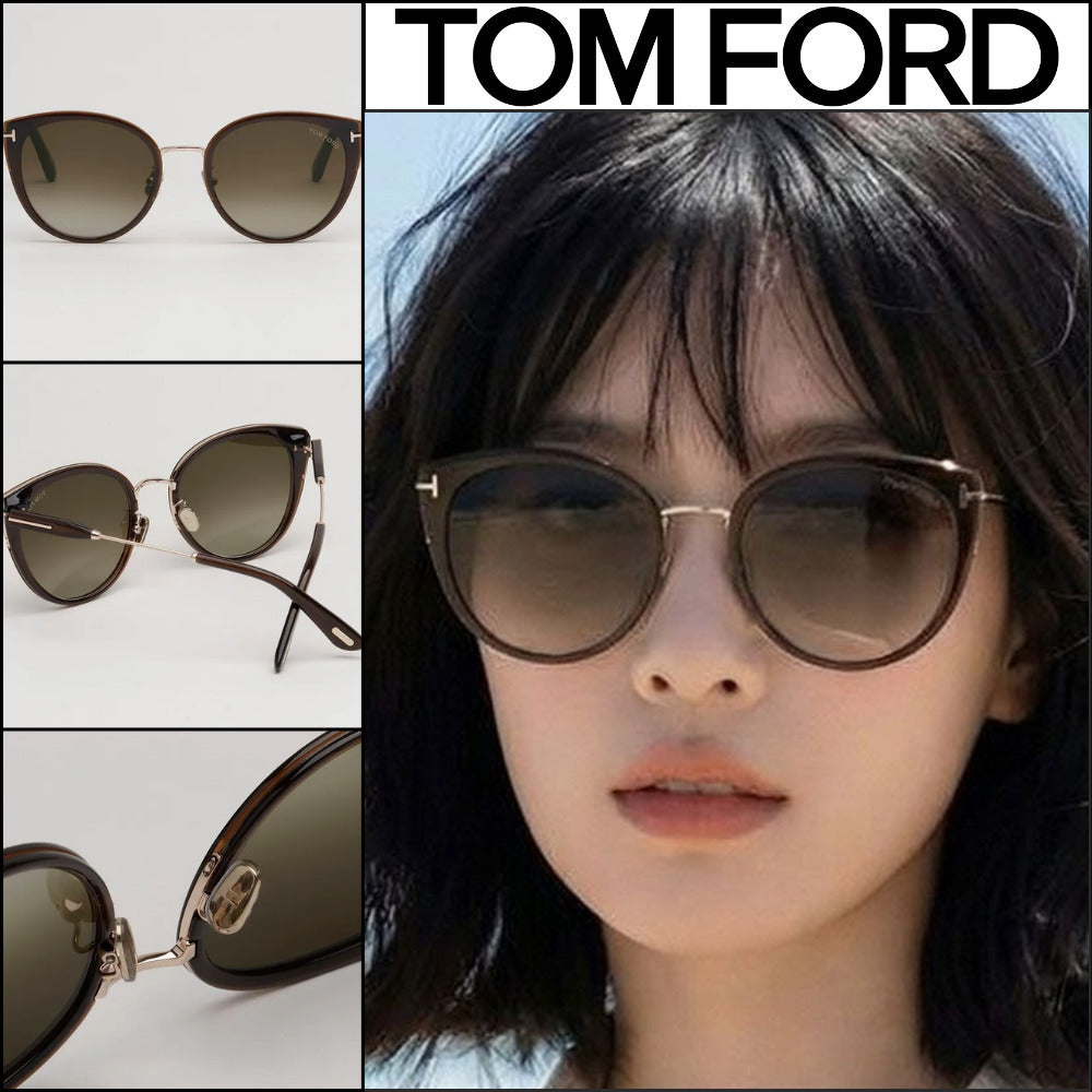 【TOM FORD】Brown Cat-Eye Round Sunglasses Asian Fit