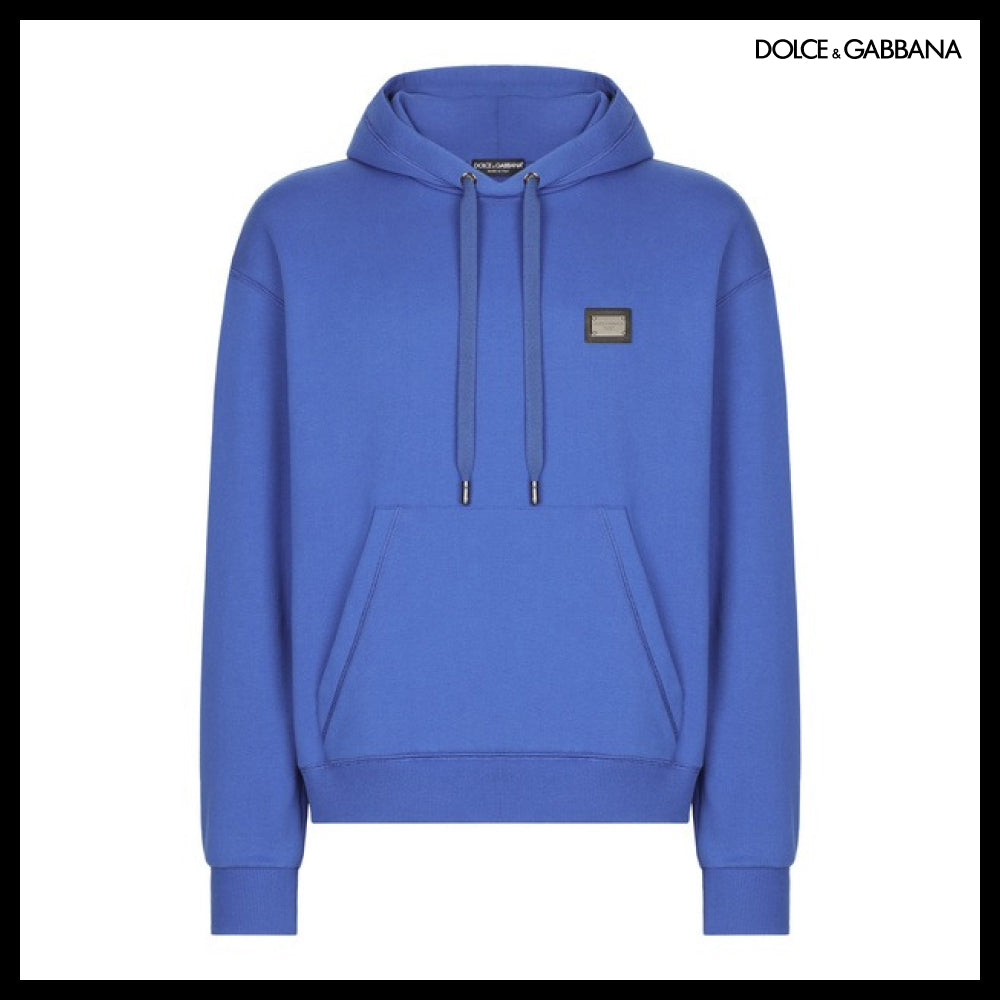 【Dolce & Gabbana】JERSEY HOODIE WITH BRANDED TAG Essential