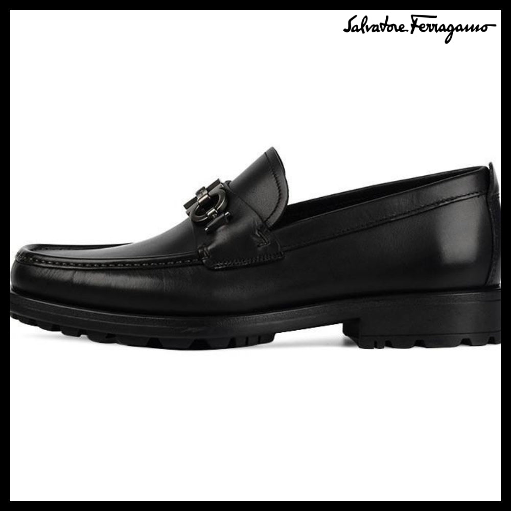 ◆FERRAGAMO◆DAVID DOUBLE GANCINI LOAFERS BLACK