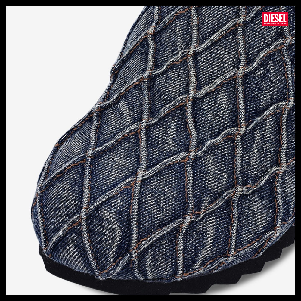 【DIESEL】Quilted Woodstock Slip-On - Blue Dirty Wash