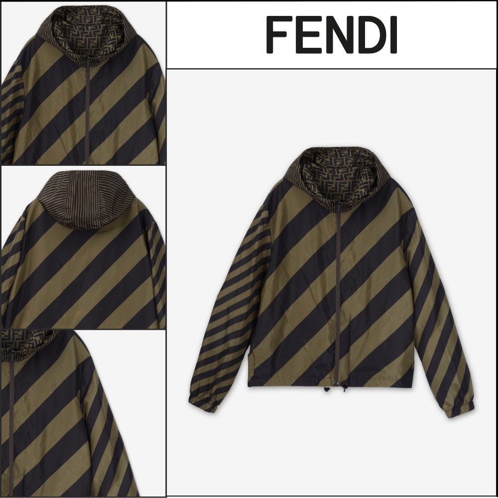 【FENDI】FF ナイロン ウィンドブレーカー ジャケット ブラウン