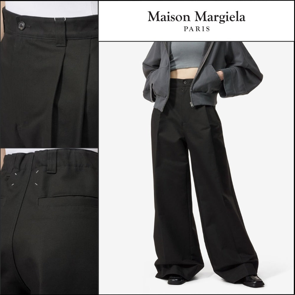 【Maison Margiela】Heavy Cotton Two Pleats Pants - Black