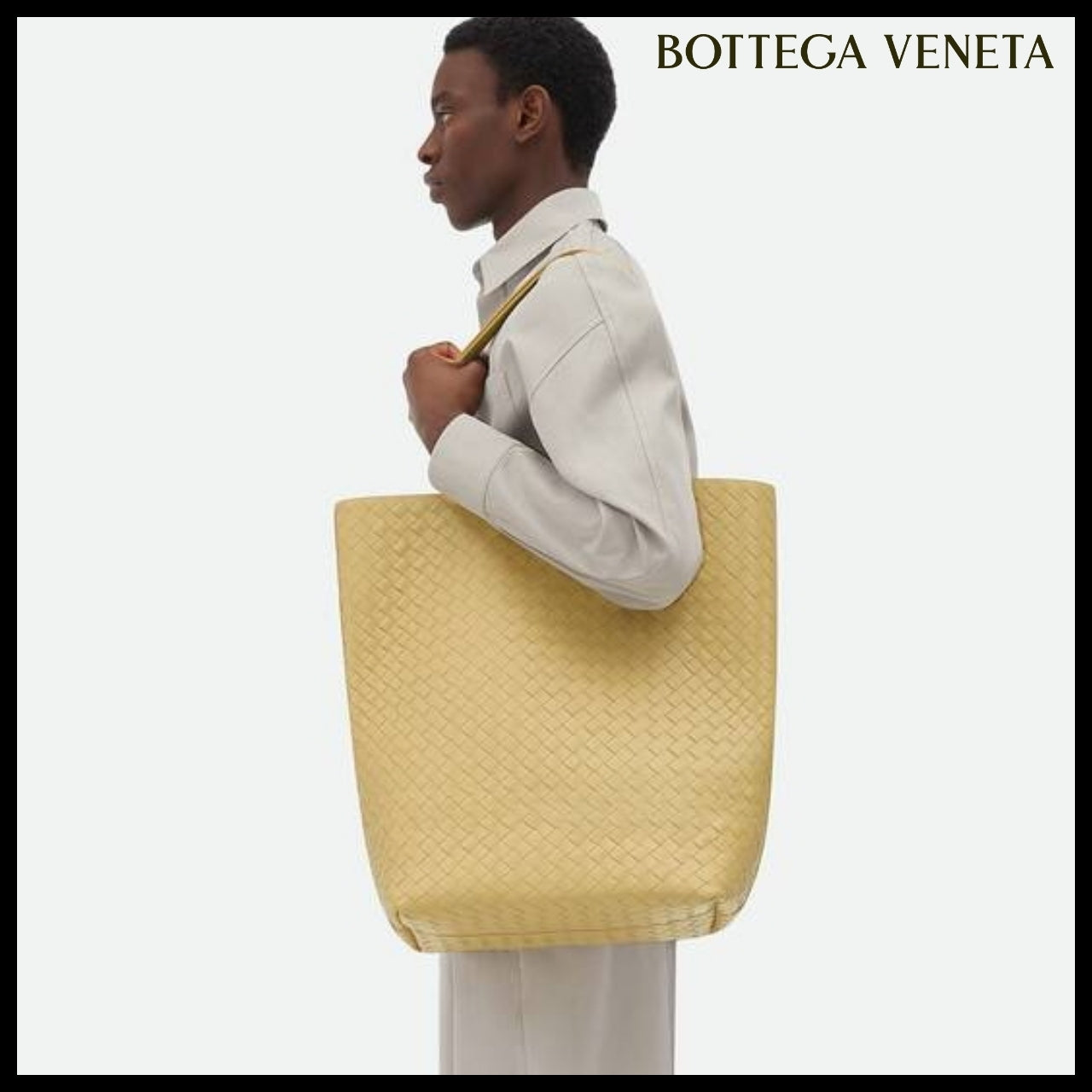【BOTTEGA VENETA】LARGE INTRECCIATO NORTH-SOUTH TOTE TAPIOCA
