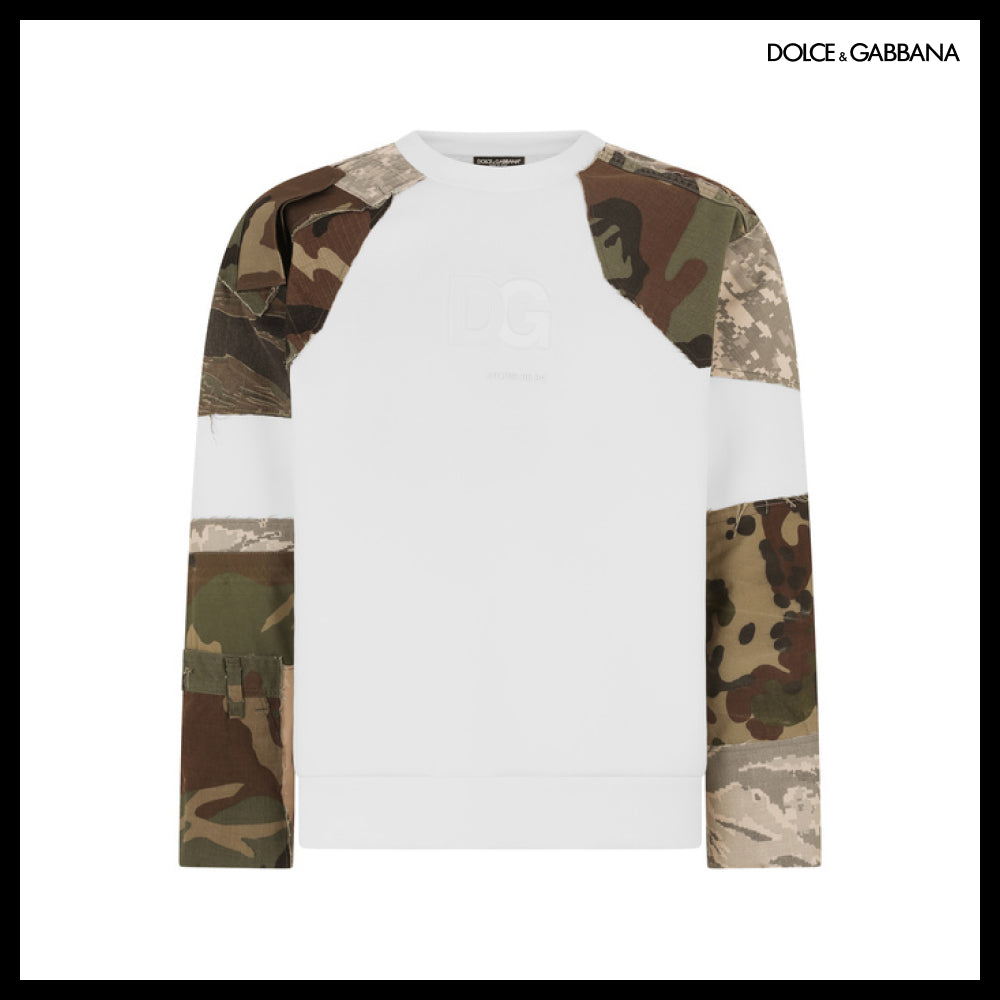 【Dolce&Gabbana】CAMOUFLAGE PATCHWORK SWEATSHIRT DG LOGO