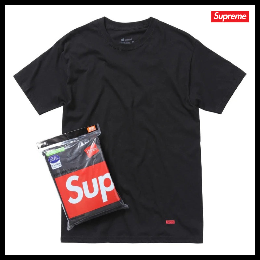 【Supreme】Hanes Tagless T Shirt White Black 3 Pack