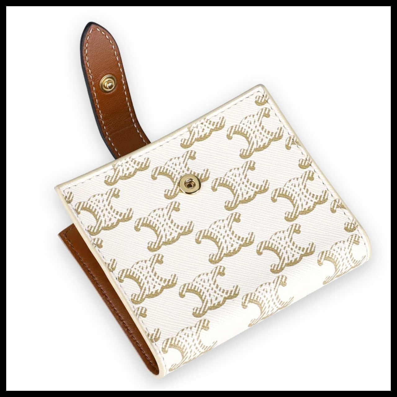 【CELINE】 Women Triomphe Canvas Small Strap Wallet