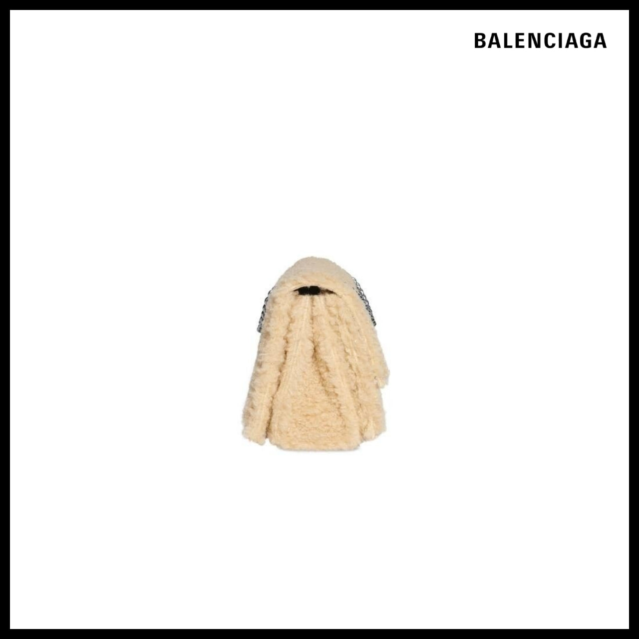 【BALENCIAGA】Crush Small Chain Bag Shearling Beige