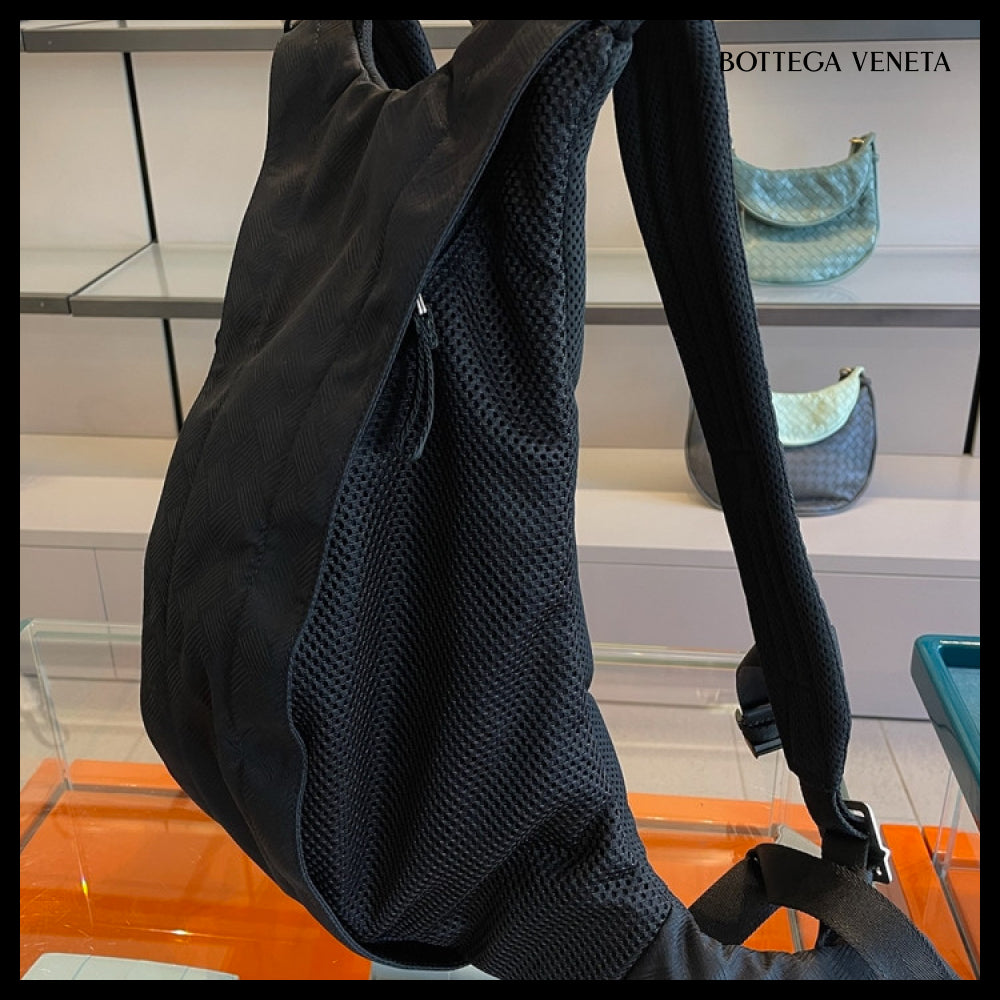【BOTTEGA VENETA】Woven Jacquard Nylon Rider Backpack BLACK