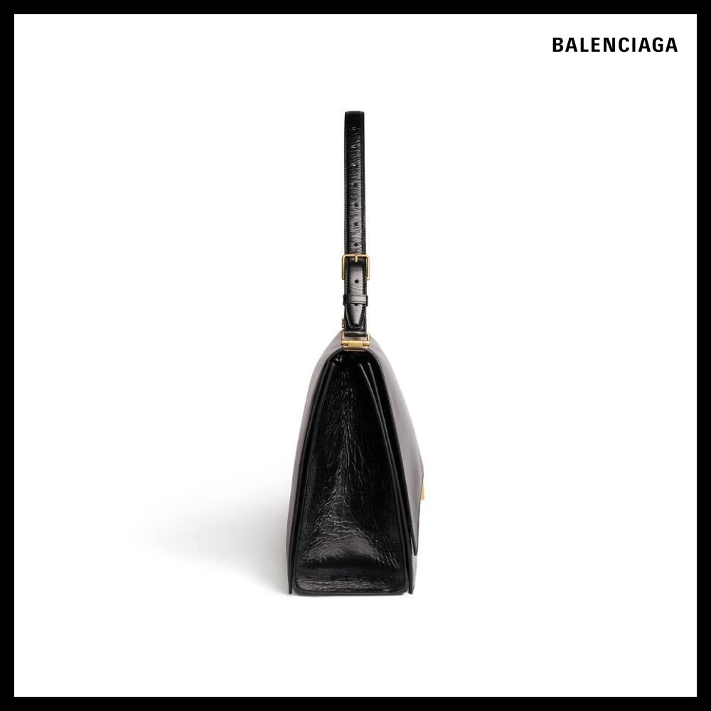 【BALENCIAGA】Crush Large Sling Handbag Black