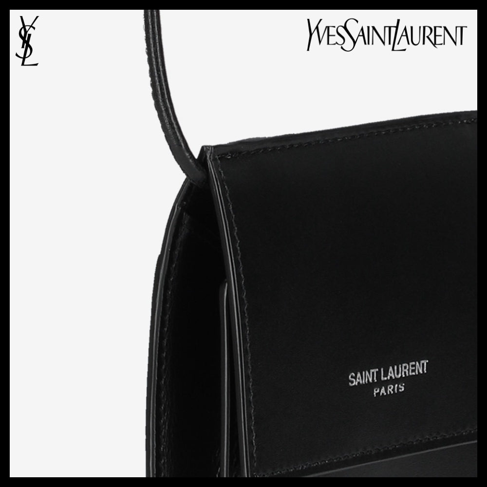【SAINT LAURENT】 LOGO LEATHER CROSSBODY BAG