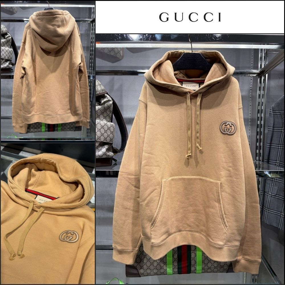 【GUCCI】Interlocking G Heavy Felted Cotton Jersey Hoodie