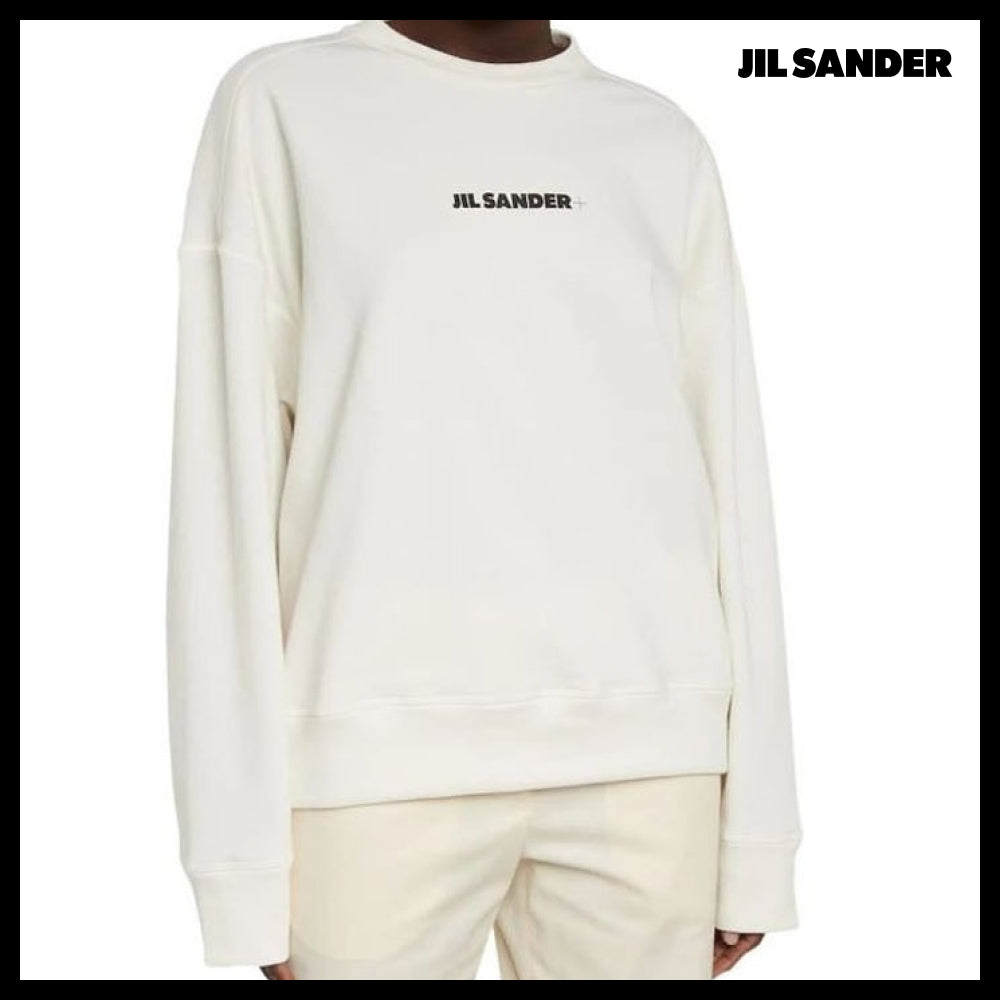 【JIL SANDER】Logo Print Oversized Sweatshirt Ivory Unisex