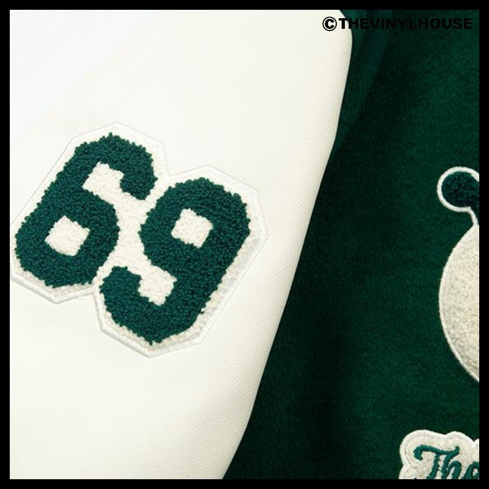 【THEVINYLHOUSE】Yin Yang Varsity Jacket Green