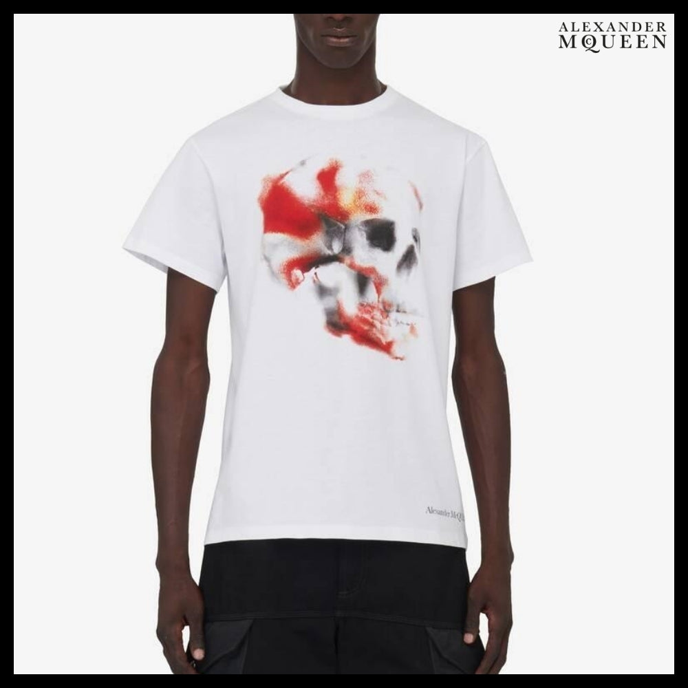 【Alexander Mcqueen】Obscured Skull T-shirt in WhiteRedBlack