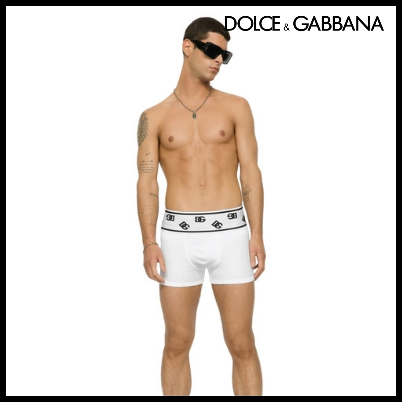 【Dolce & Gabbana】FINE-RIB COTTON BOXERS WITH DG SIGNATURE