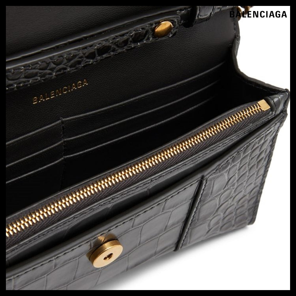 【正規品】BALENCIAGA Crocodile Embossed Hourglass Wallet
