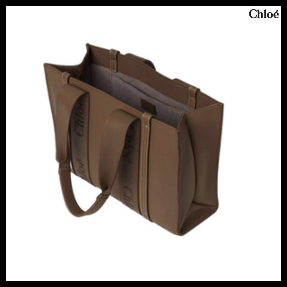 【Chloe】Woody Medium Tote Bag Dark Nut