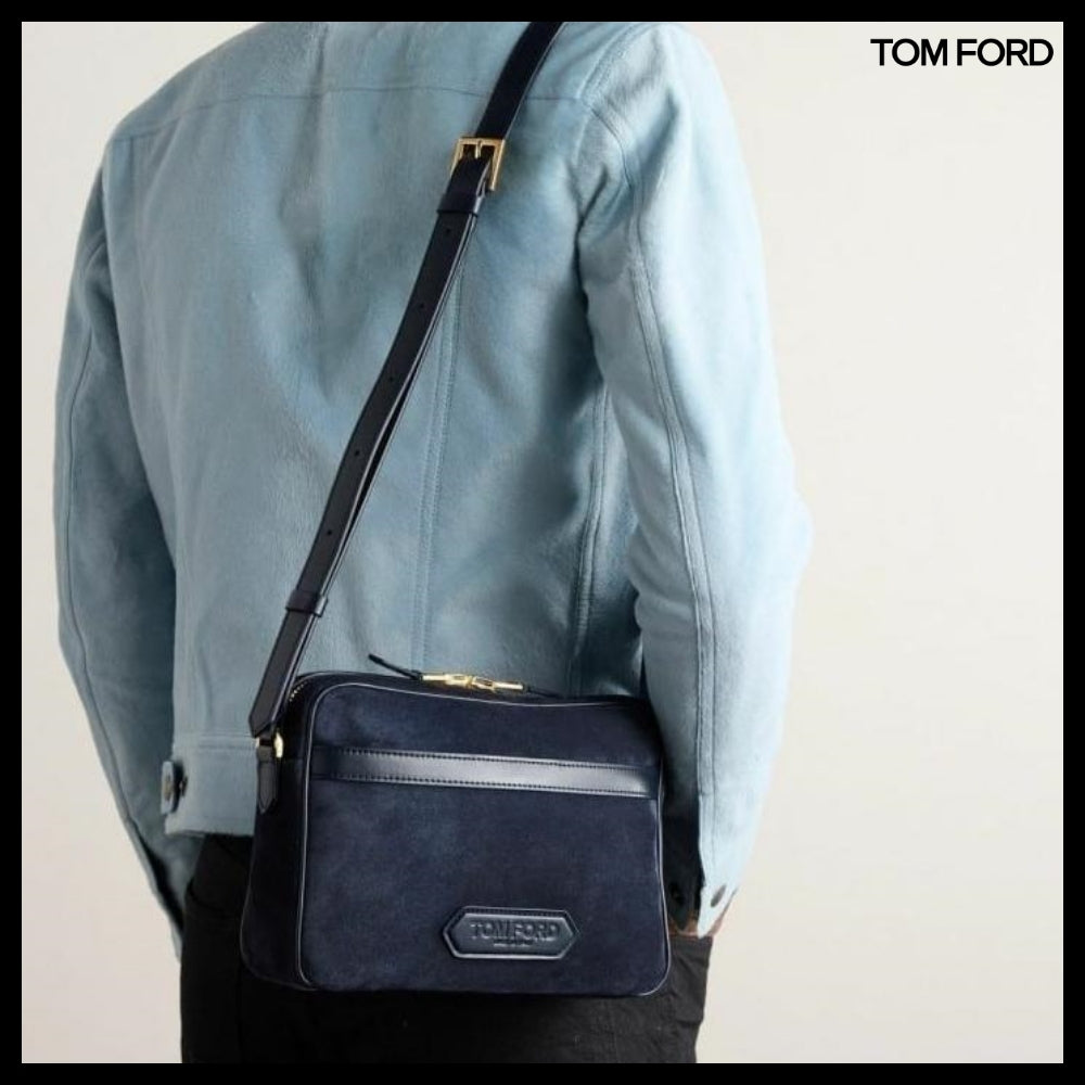 【TOM FORD】MESSENGER BAG SUEDE BLUE