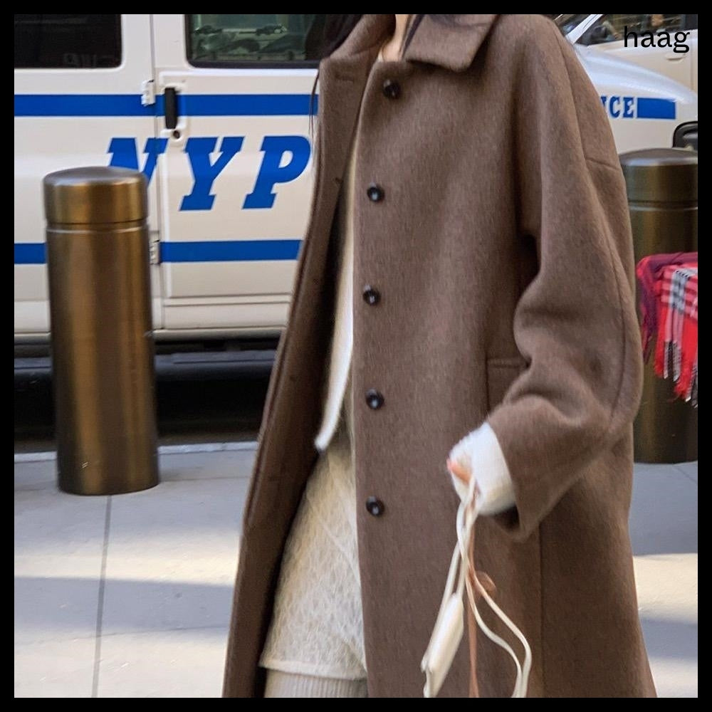 【HAAG】A Wool Single Coat Brown