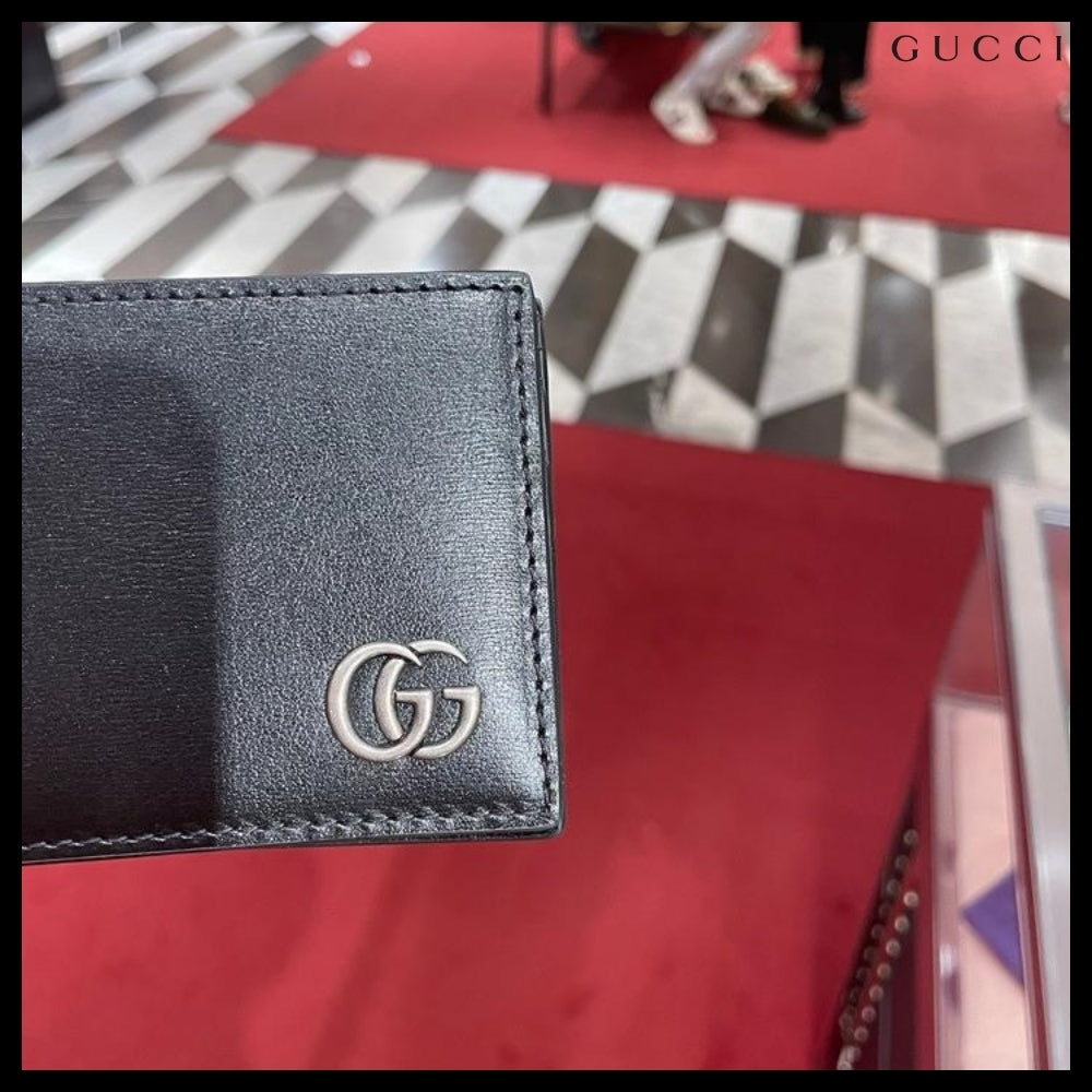 【GUCCI】GG Marmont Leather Bi-Fold Wallet Black