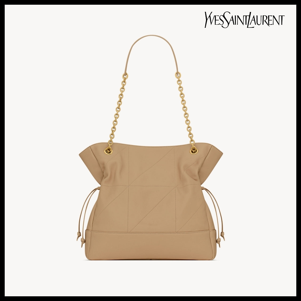 【Saint Laurent】Lambskin Small Shopping Bag Clear Beige