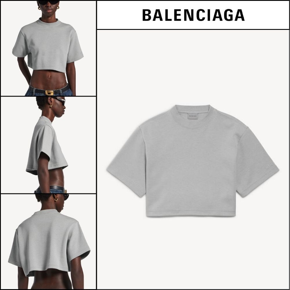 【BALENCIAGA】Cropped T-shirt Grey