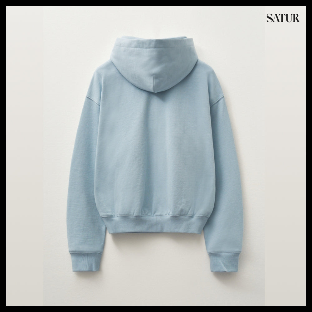 【SATUR】Applique Rivet Hoodie Sky Blue