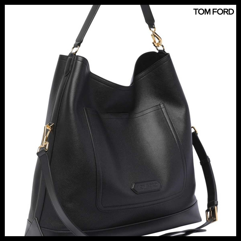 【TOM FORD】LEATHER LUGGAGE SHOULDER BAG BLACK H0577