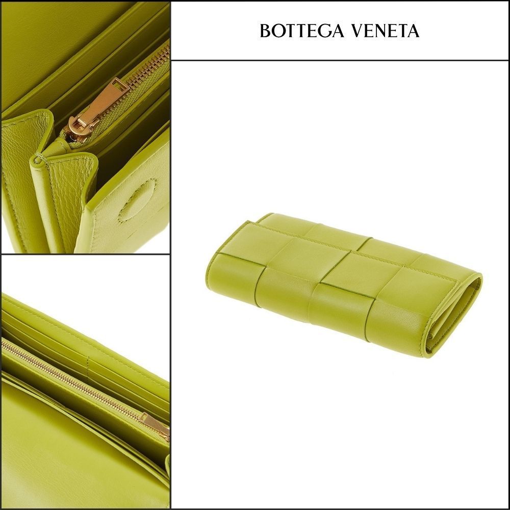 【BOTTEGA VENETA】Intreccio Nappa Calf Flap Wallet KIWI
