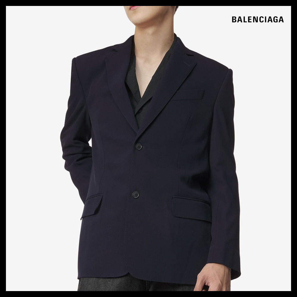 【BALENCIAGA】Virgin Wool Single-Breasted Jacket Navy