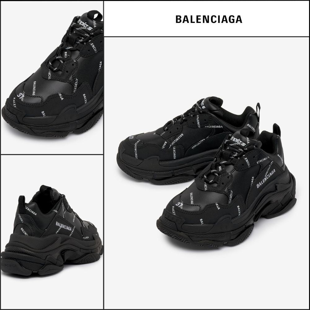 【BALENCIAGA】Triple S Sneaker Allover Logo Black