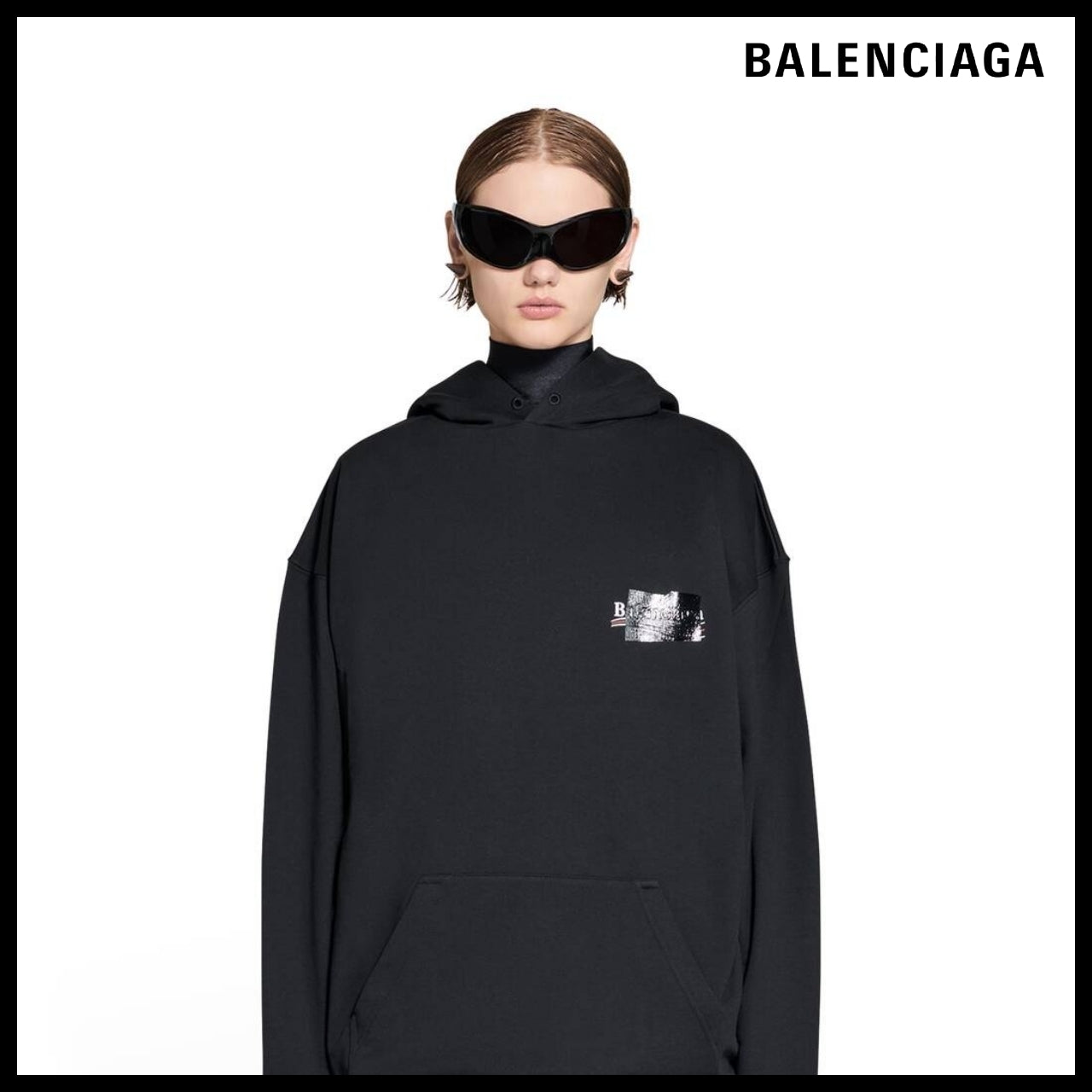 【BALENCIAGA】Black Gaffer Hoodie Medium Fit