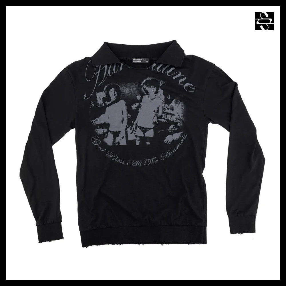 【SUNDAYOFFCLUB】Adrenaline Washed Collar T Shirt Black