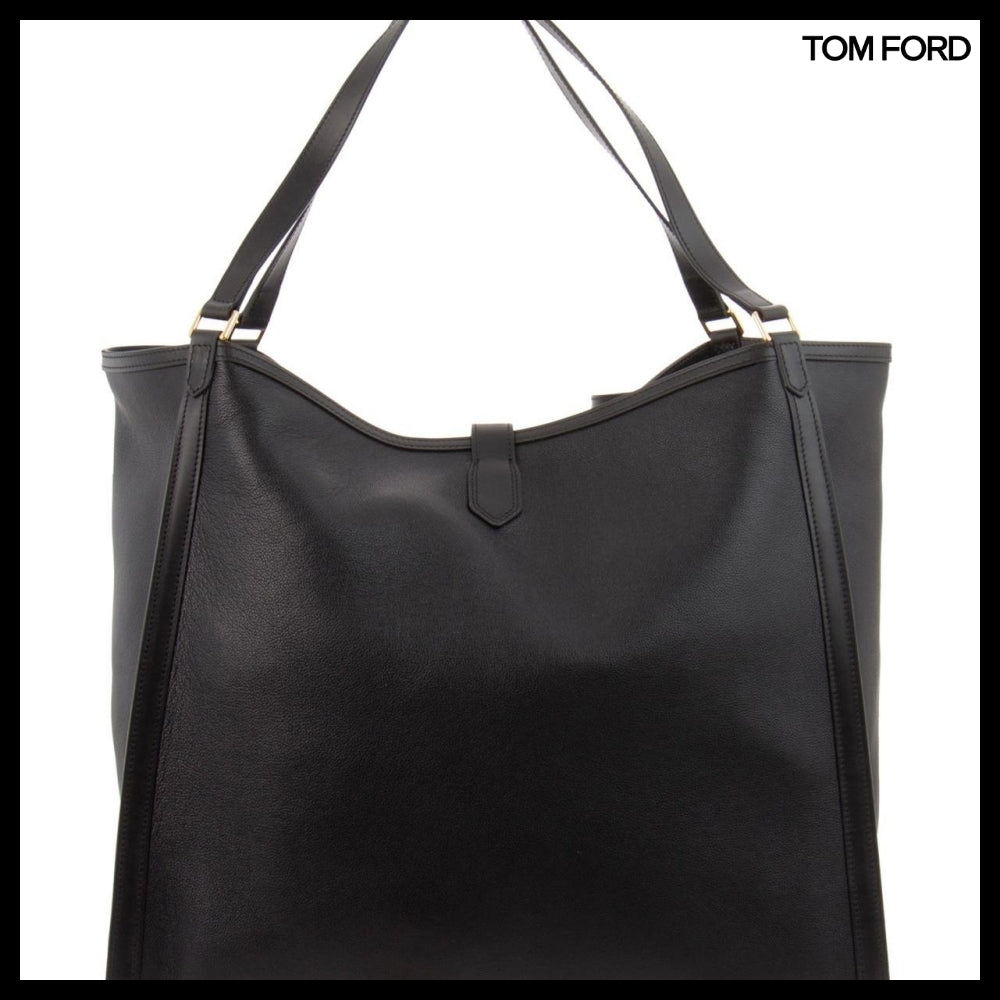 【TOM FORD】LEATHER LUGGAGE SHOULDER BAG BLACK H0574