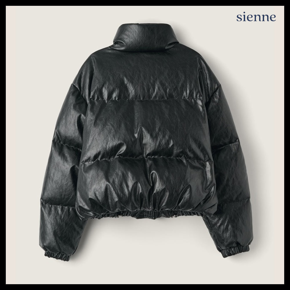 【SIENNE】Nuit Leather Goose-down Black