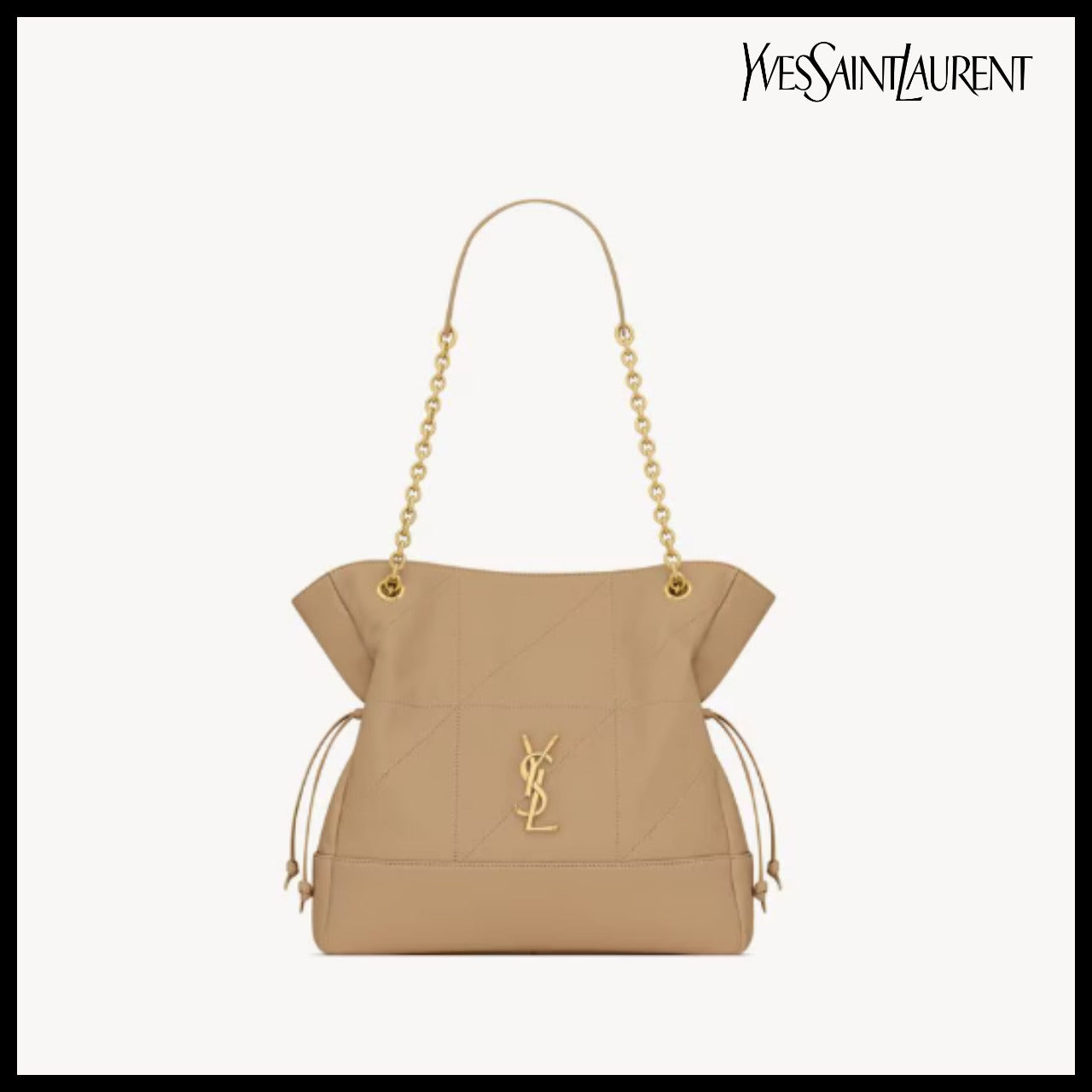 【Saint Laurent】Lambskin Small Shopping Bag Clear Beige