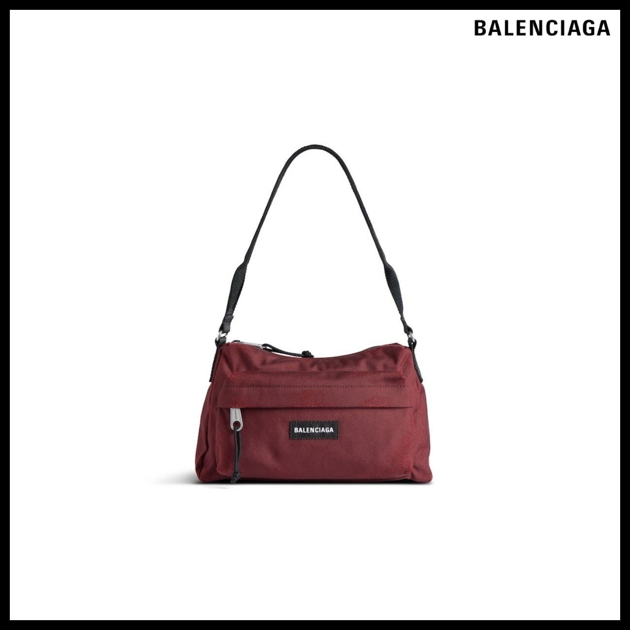 【BALENCIAGA】Explorer Sling Pouch Used Effect Dark Red