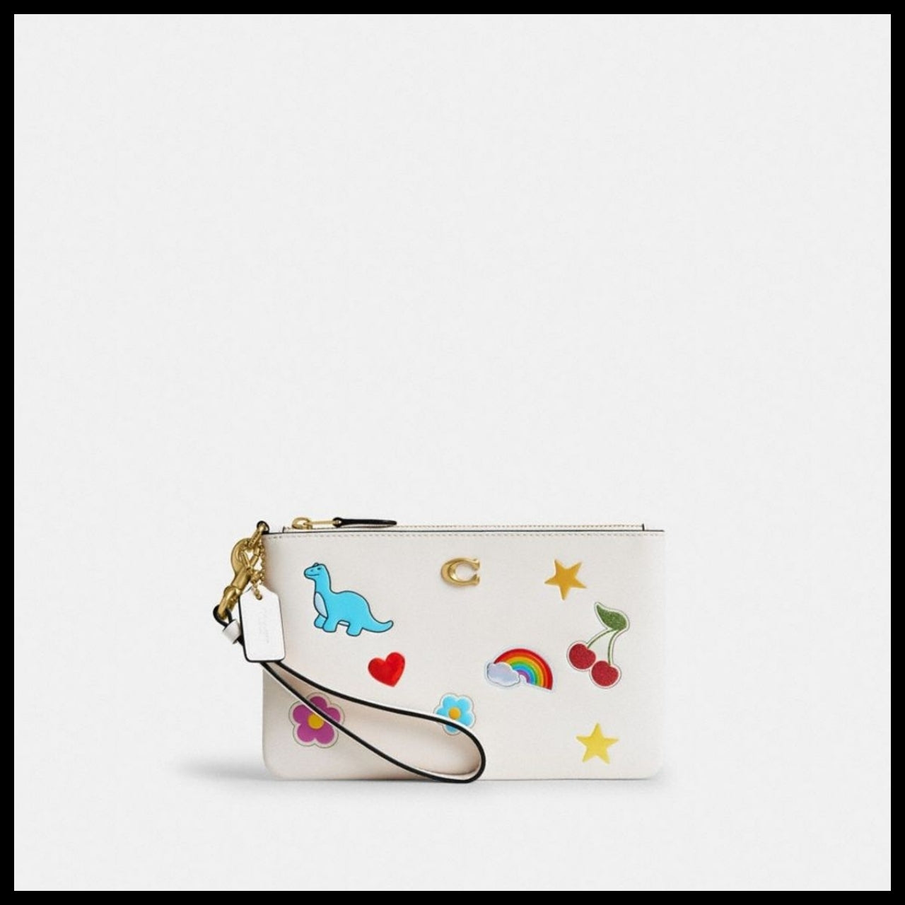 【Coach】Essential small wristlet with sticker print